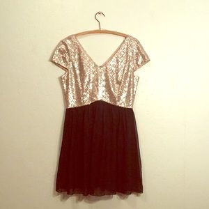 Rose and silver sequin dress